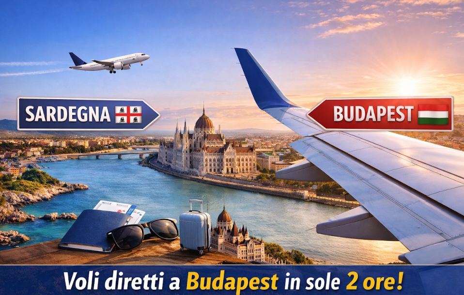 Mappa del viaggio dalla Sardegna a Budapest per turismo dentale”